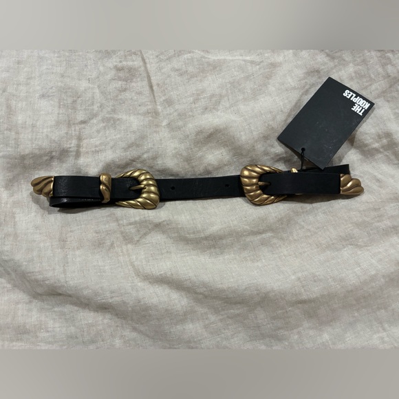 The Kooples Black Belt with Double Gold Buckles - Picture 1 of 2